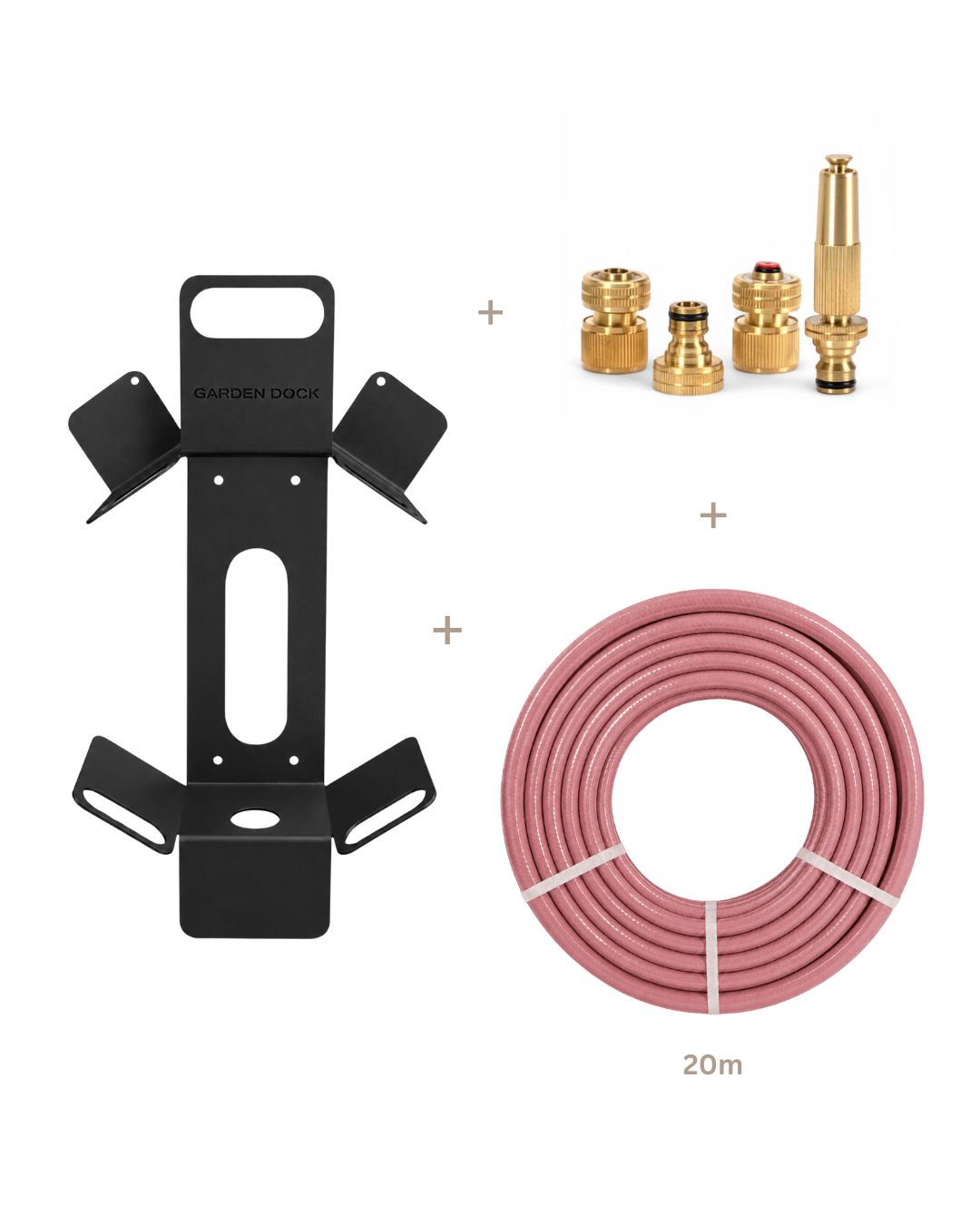 Gartenschlauchhalter Garden Dock Bundle in Schwarz, Wandhalterung für Gartenschläuche, stabile und praktische Aufbewahrung.